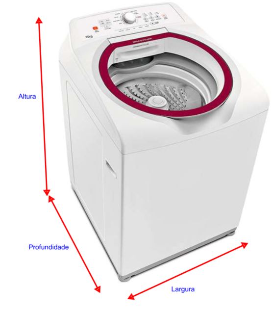 Medidas de máquina de lavar roupa Brastemp