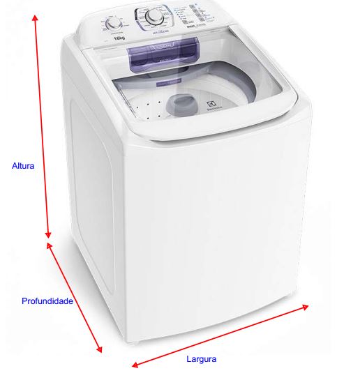 Medidas da lavadora de roupas Consul