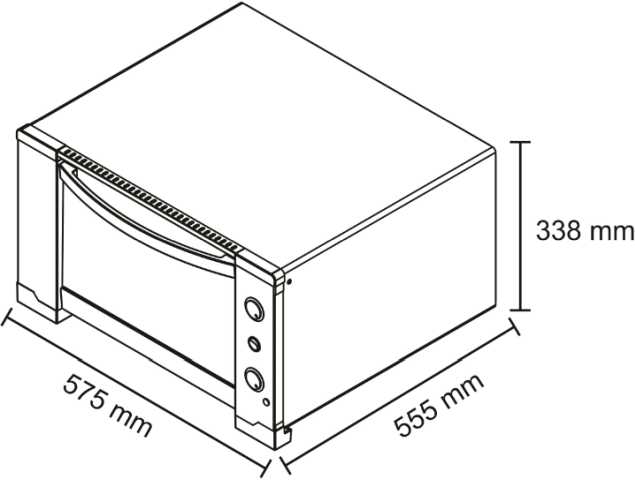 Medidas do forno elétrico Nardelli NDL45i - dimensões detalhadas