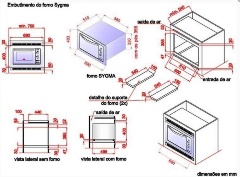 Medidas Do Forno Elétrico De Embutir Layr 46 Litros Sigma Inox