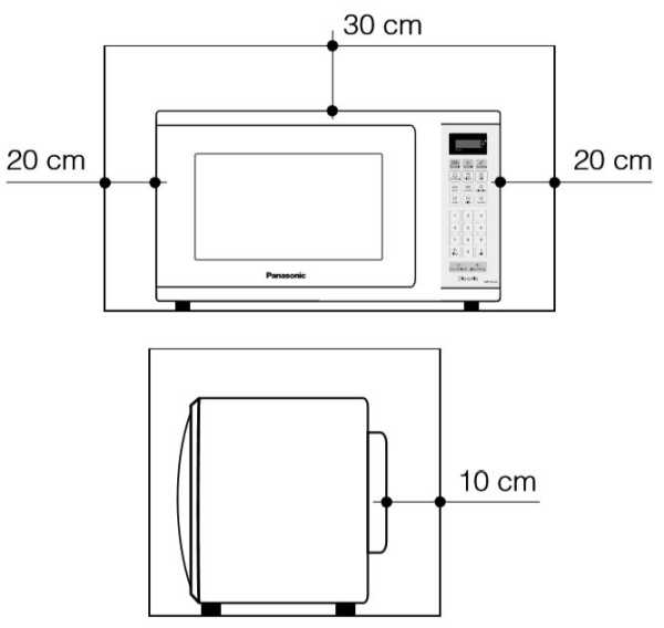 Microondas Panasonic instalação - Distâncias ao redor
