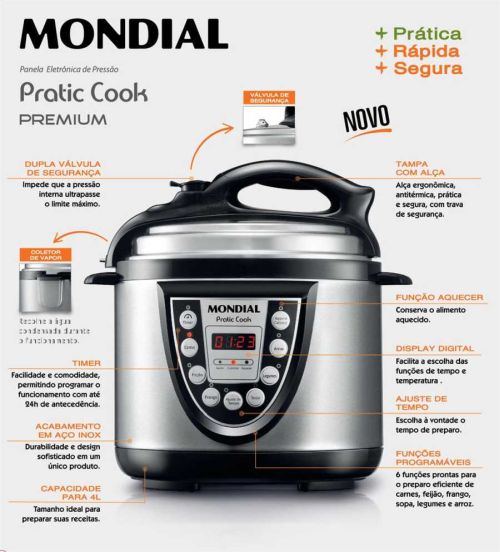 Manual da panela de pressão elétrica Mondial PE-09