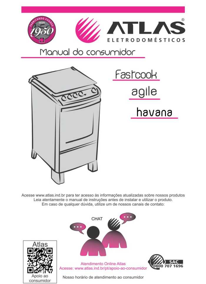Manual do fogão de piso Atlas Havana Branco 4 bocas