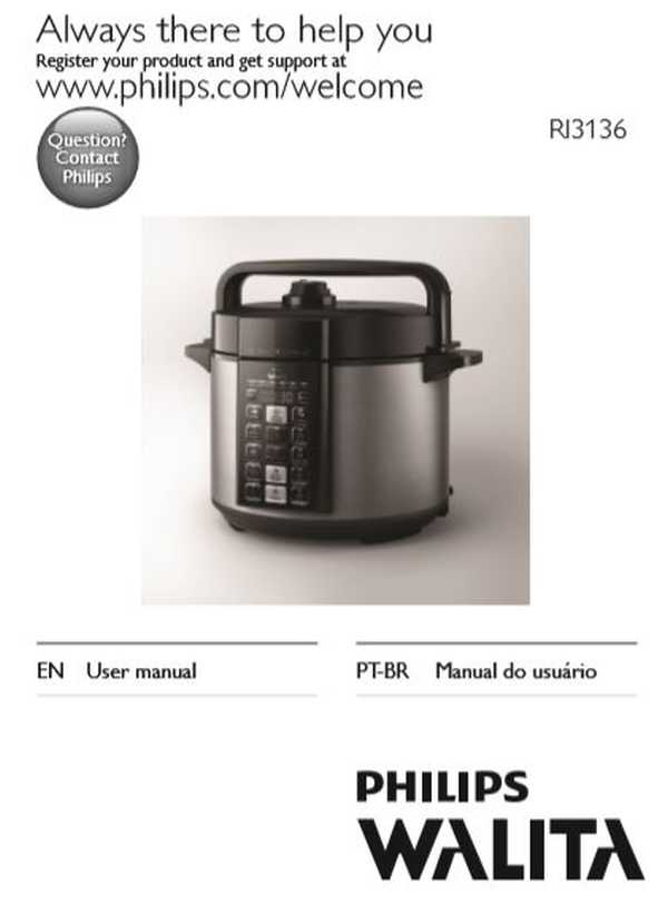 Manual da panela de pressão elétrica Philips Walita RI3136