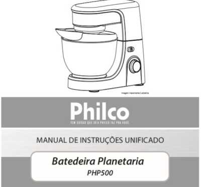 Batedeira Philco - capa manual