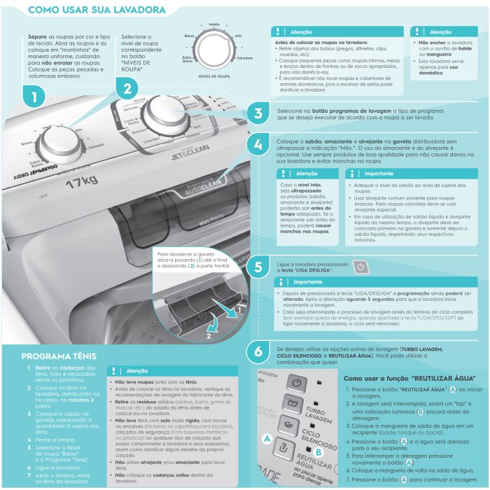 Lavadora de roupas Electrolux LAI17 - como usar - visão geral