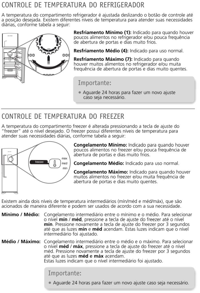 Geladeira Brastemp BRK50 - ajustando temperatura 1