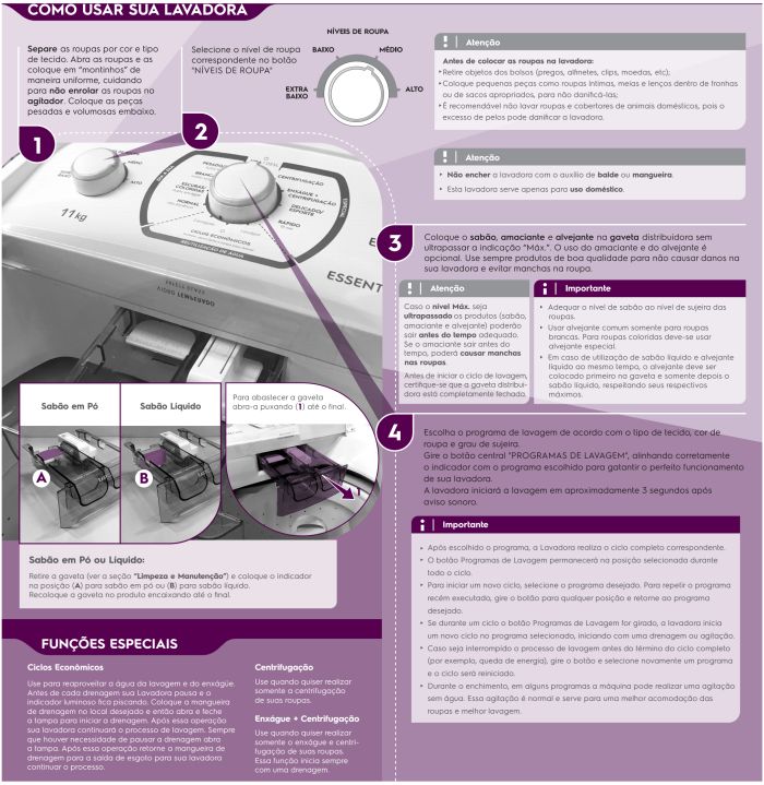 Lavadora de roupas Electrolux LES11 - como usar 1