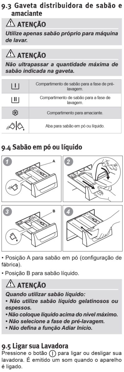 Lavadora de roupas Electrolux LFE10 - como usar - passo a passo - 9