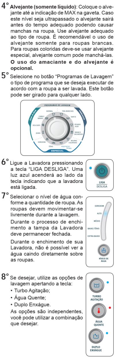 Lavadora de roupas Electrolux LM13Q - como usar 2