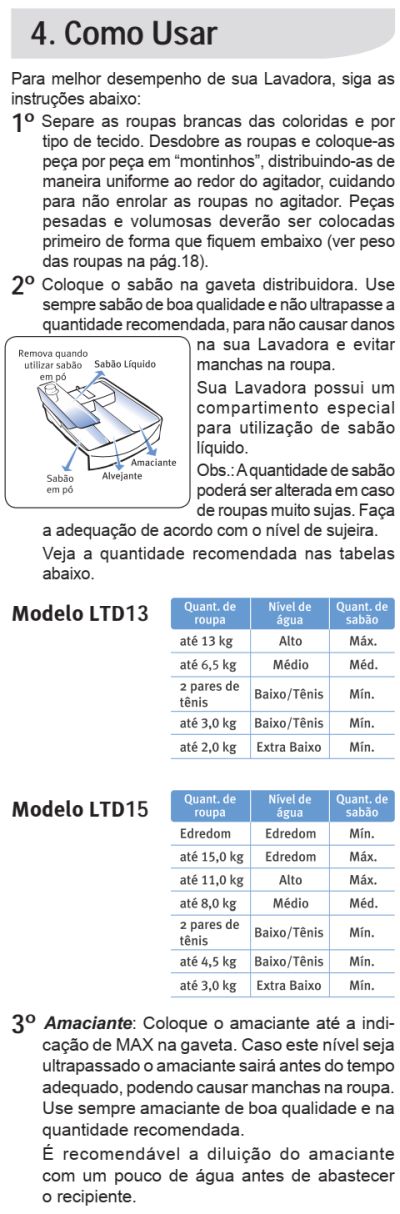 Lavadora de roupas Electrolux LTD15 - como usar 1