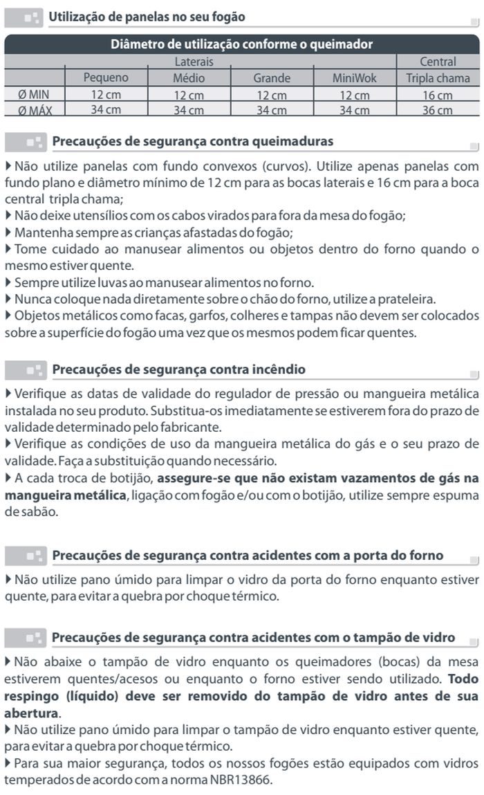Fogão Esmaltec de embutir -  Esmeralda Max 5074 - instruções de segurança - 4