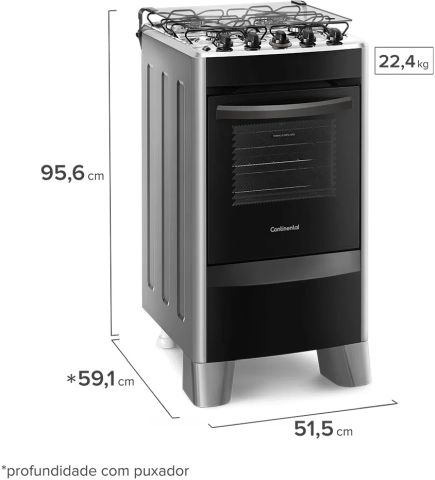 Medidas do fogão a gás Continental - FC4Cs