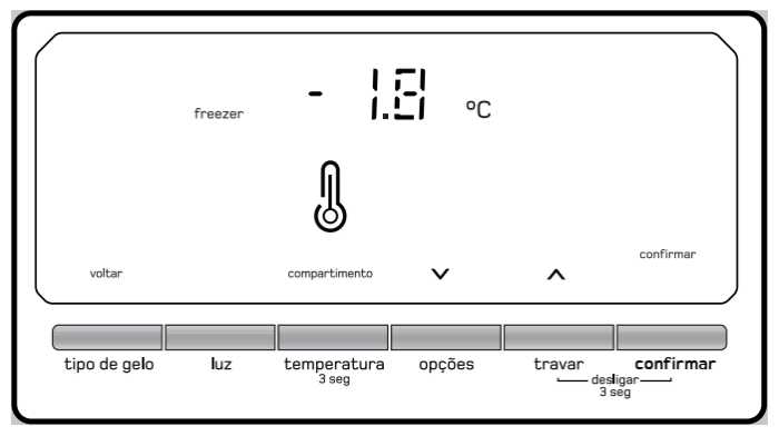 Geladeira Brastemp BRS80 - painel de controle - ajustando temperatura