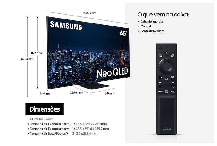 Ficha técnica do Smart TV Samsung 65QN90A