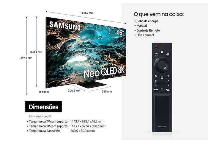 Ficha técnica do Smart TV Samsung 65QN800A