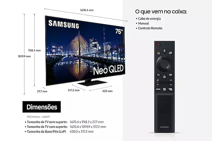 Ficha técnica do Smart TV Samsung 75QN85A