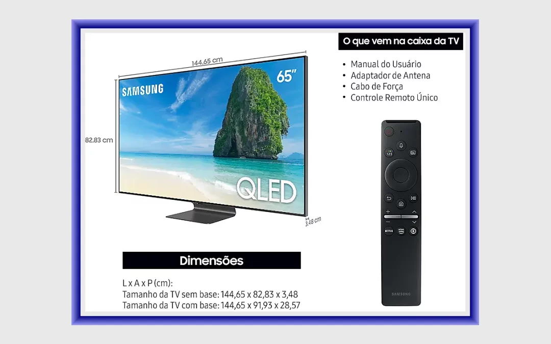 Ficha técnica do smart TV Samsung QLED 4K, 65pol QN65Q95T