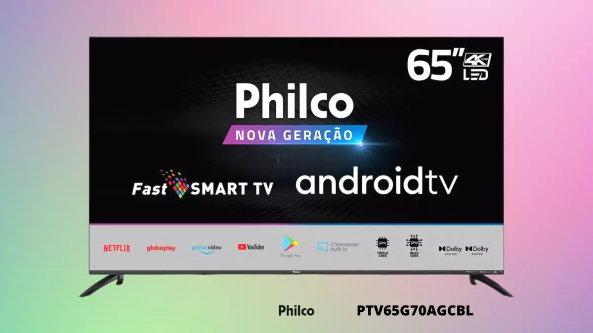Ficha técnica do Smart TV Philco 65 pol.,Fast Smart 4k LED, Android TV - PTV65G70AGCBL