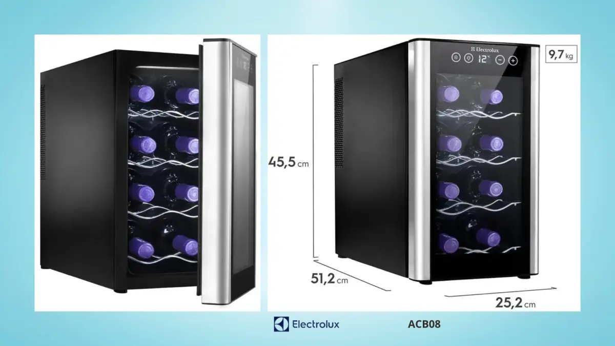 Conhecendo Adega Electrolux 8 garrafas 1 Porta Preta Acabamento em Alumínio, Bivolt - ACB08