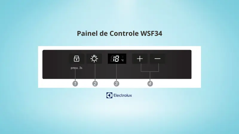 Adega Electrolux 34 Garrafas de Vinho uma porta preto, painel digital - WSF3 - painel de controle
